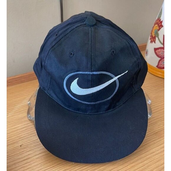 NIKE Black White Swoosh Snapback Hat Adjustable Cap NEW - Picture 2 of 6